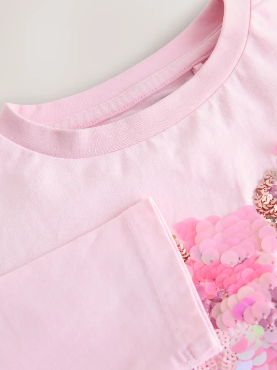 Pink Heart Long Sleeve Sequin Top (3-16yrs)
