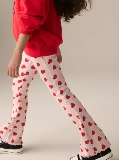 Pink Heart 1 Pack Rib Flare Leggings (3-16yrs)