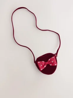 Pink Heart Velvet Bag with Bow