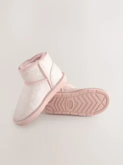 Pink Iridescent Standard Fit (F) Water Repellent Suede Short Pull-On Boots
