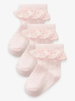 Pink Lace Baby Socks 3 Pack