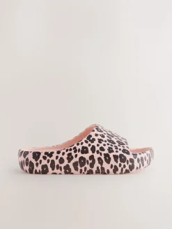 Pink Leopard Print Sliders