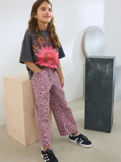 Pink Leopard Print Wide Leg Jeans (3-16yrs)
