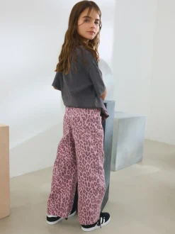 Pink Leopard Print Wide Leg Jeans (3-16yrs)
