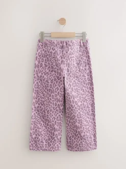 Pink Leopard Print Wide Leg Jeans (3-16yrs)
