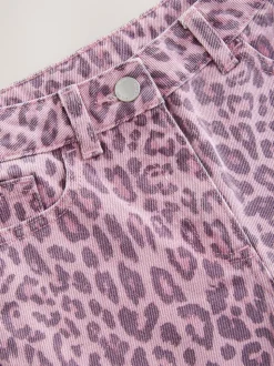 Pink Leopard Print Wide Leg Jeans (3-16yrs)