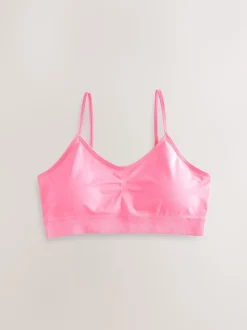 Pink/Lilac Seam Free Strappy Crop Tops 2 Pack with Removable Lightly Padded Cups (7-16yrs)