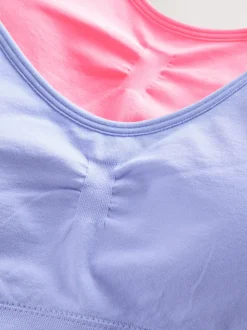 Pink/Lilac Seam Free Strappy Crop Tops 2 Pack with Removable Lightly Padded Cups (7-16yrs)