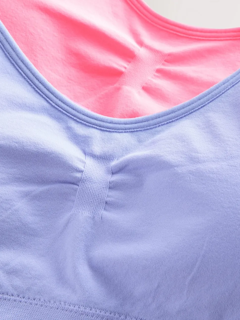 Pink/Lilac Seam Free Strappy Crop Tops 2 Pack with Removable Lightly Padded Cups (7-16yrs)