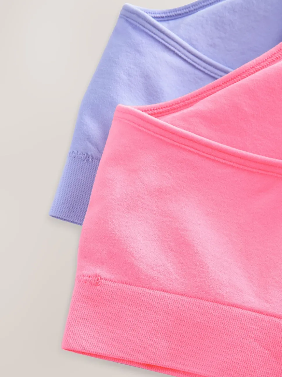 Pink/Lilac Seam Free Strappy Crop Tops 2 Pack with Removable Lightly Padded Cups (7-16yrs)
