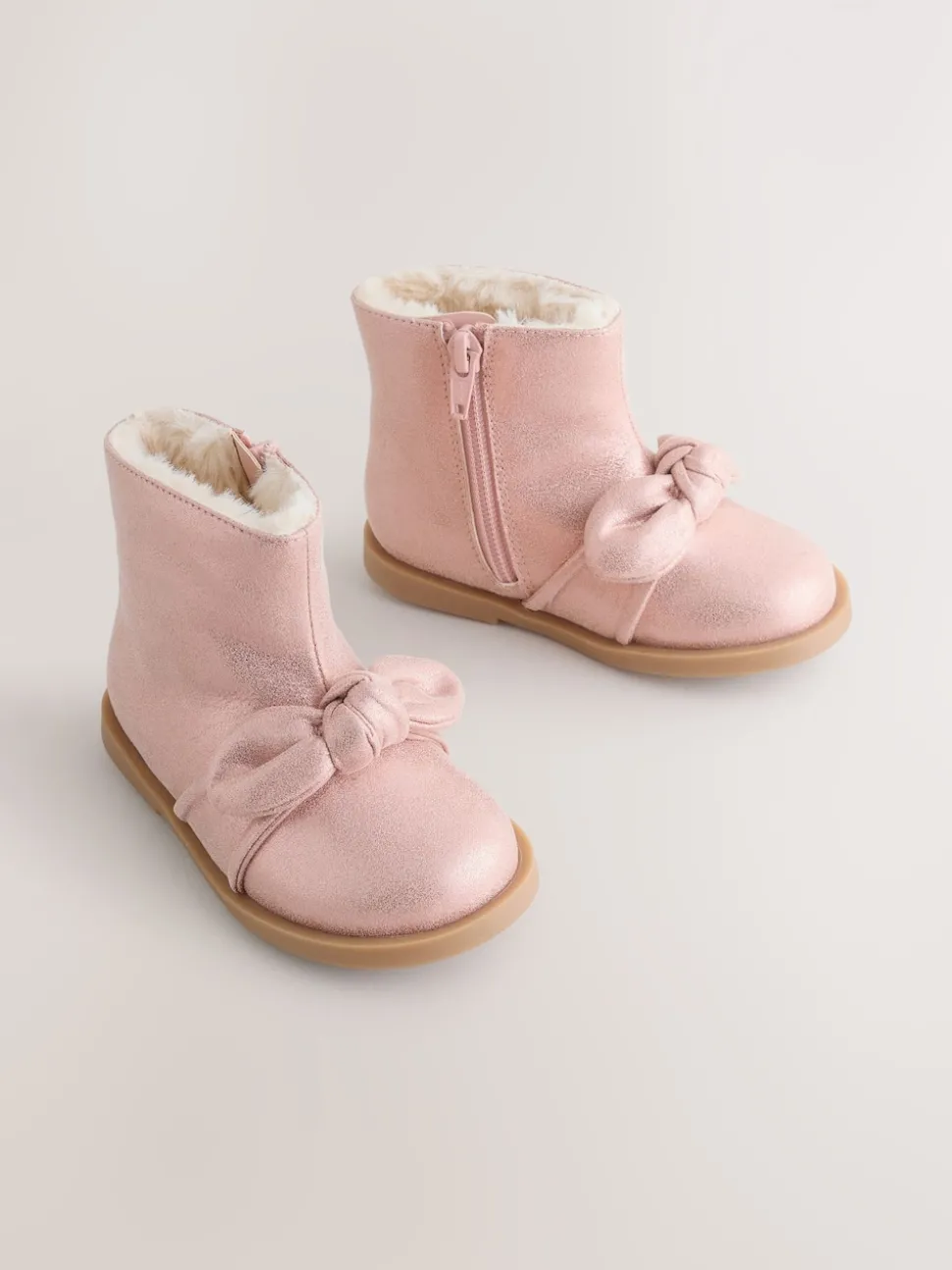 Pink Metallic Bow Boots