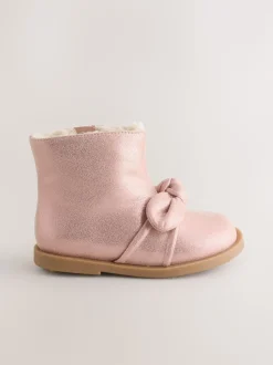 Pink Metallic Bow Boots