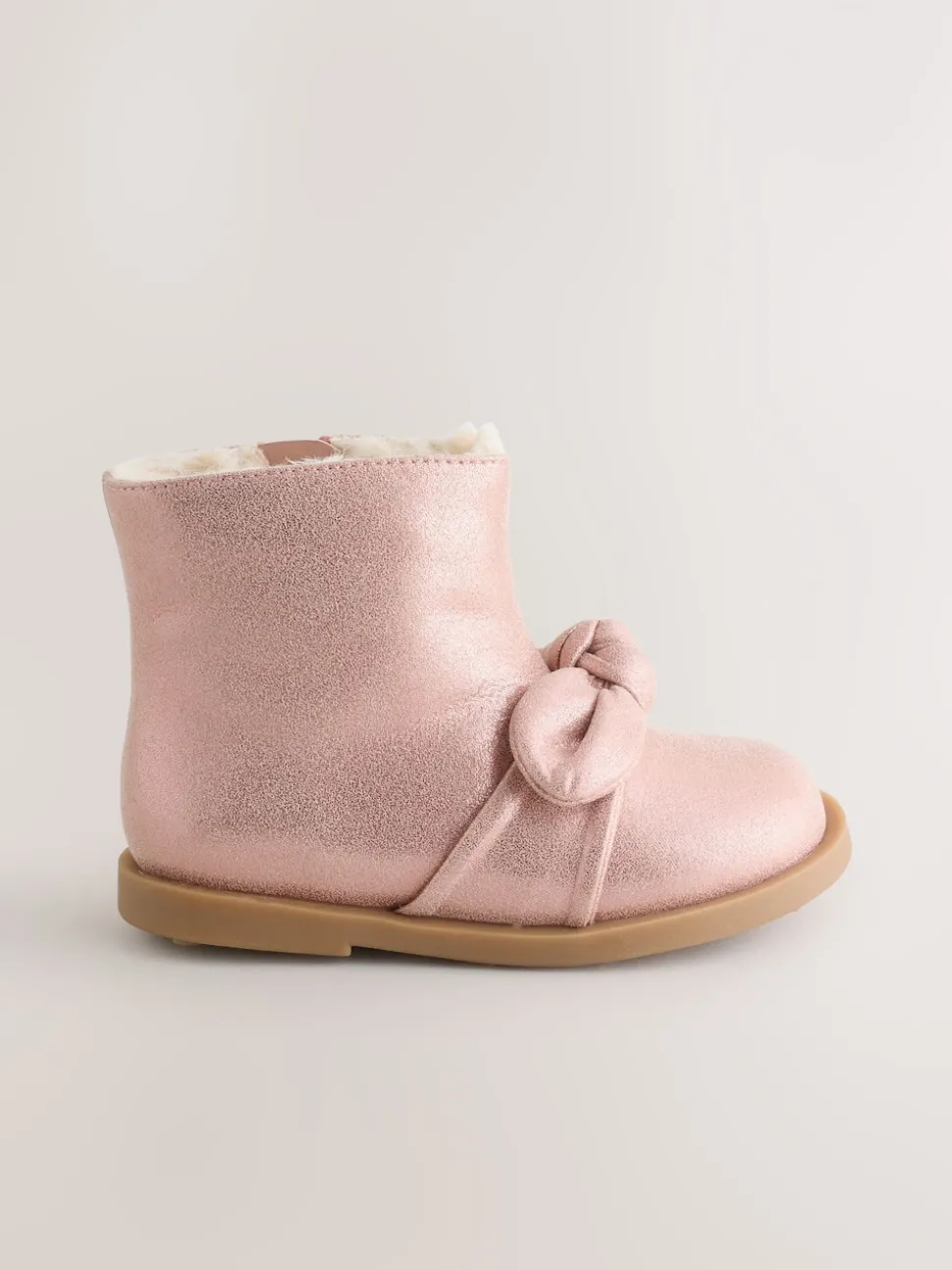 Pink Metallic Bow Boots
