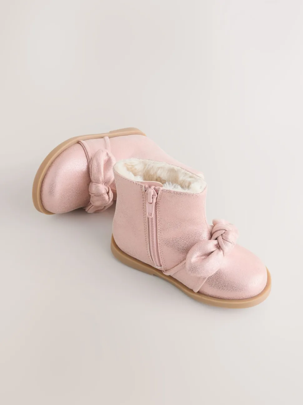 Pink Metallic Bow Boots