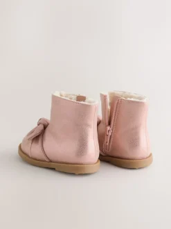 Pink Metallic Bow Boots