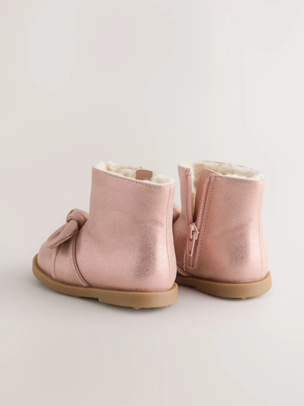 Pink Metallic Bow Boots