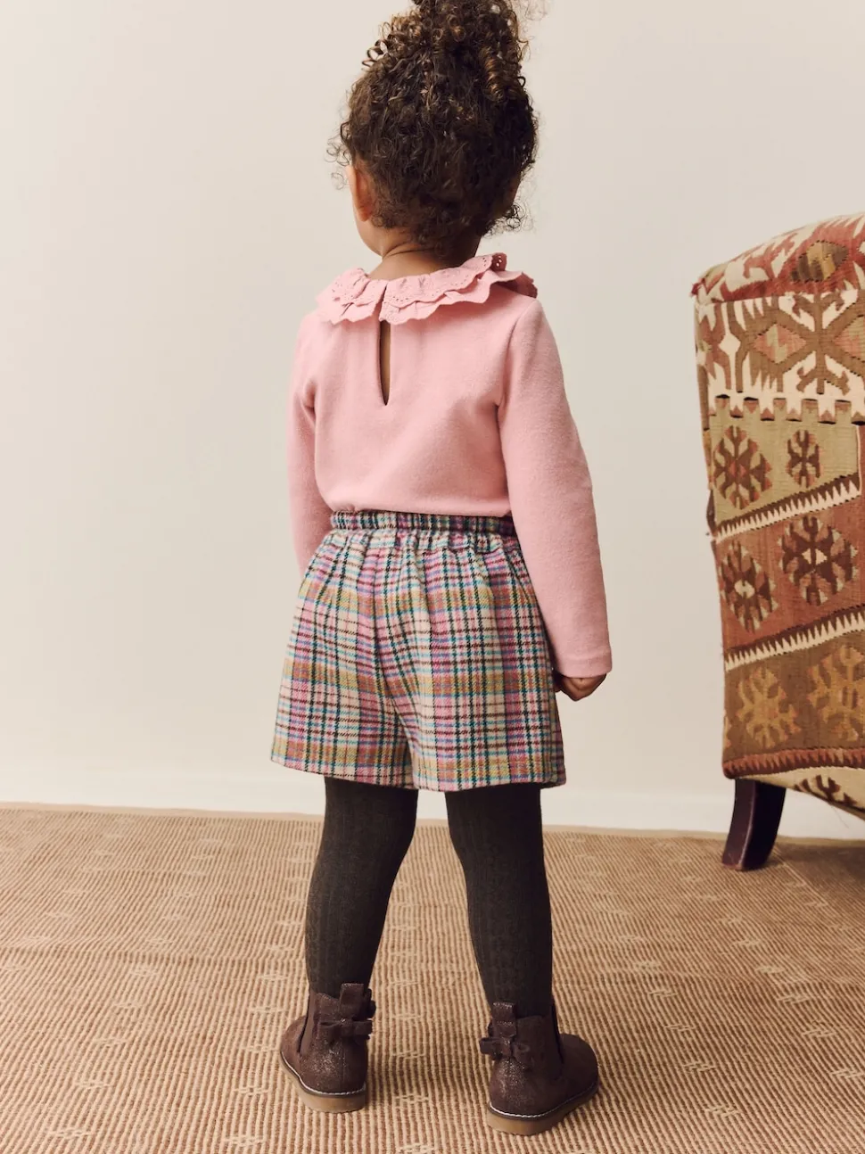 Pink/Mink Check Skirt and Tights Set (3mths-7yrs)