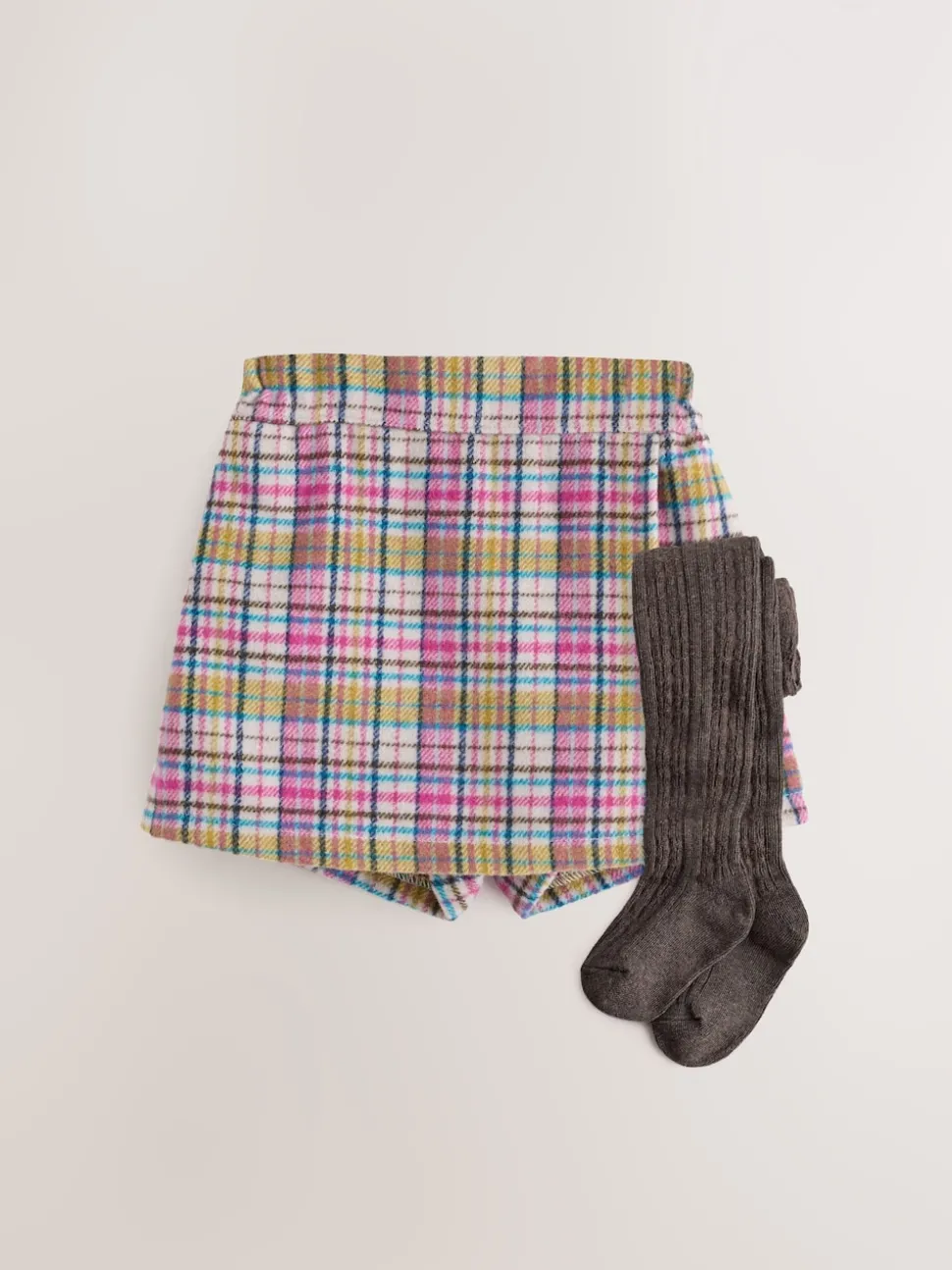 Pink/Mink Check Skirt and Tights Set (3mths-7yrs)