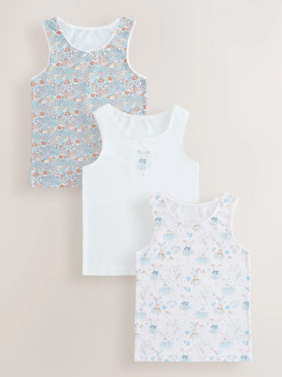 Pink Mouse Printed Vests 3 Pack (1.5-16yrs)