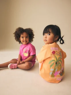 Pink/Orange Top & Cycle Shorts Set 2 Pack (3mths-7yrs)