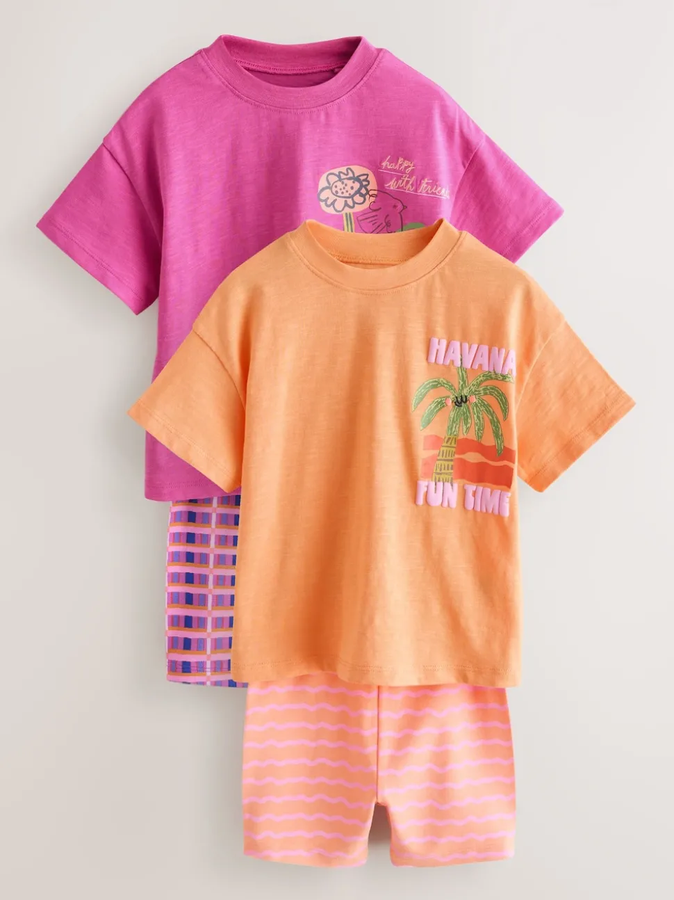 Pink/Orange Top & Cycle Shorts Set 2 Pack (3mths-7yrs)
