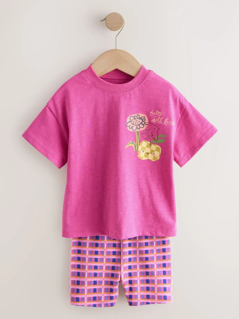 Pink/Orange Top & Cycle Shorts Set 2 Pack (3mths-7yrs)