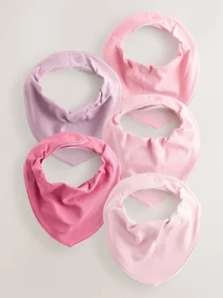 Pink 5 Pack Baby Dribble Bibs