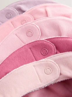 Pink 5 Pack Baby Dribble Bibs