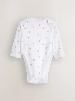 Pink 3 Pack Hip Dysplasia Long Sleeve Baby Bodysuits