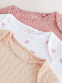 Pink 3 Pack Hip Dysplasia Long Sleeve Baby Bodysuits