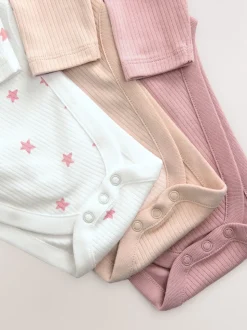 Pink 3 Pack Hip Dysplasia Long Sleeve Baby Bodysuits