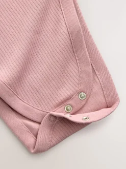 Pink 3 Pack Hip Dysplasia Long Sleeve Baby Bodysuits