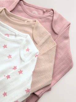 Pink 3 Pack Hip Dysplasia Long Sleeve Baby Bodysuits