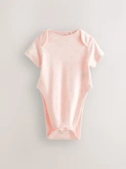 Pink 3 Pack Hip Dysplasia Short Sleeve Baby Bodysuits