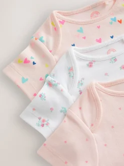Pink 3 Pack Hip Dysplasia Short Sleeve Baby Bodysuits