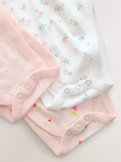 Pink 3 Pack Hip Dysplasia Short Sleeve Baby Bodysuits