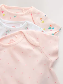 Pink 3 Pack Hip Dysplasia Short Sleeve Baby Bodysuits