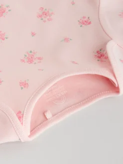 Pink 5 Pack Short Sleeve Baby Bodysuit