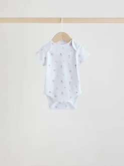 Pink 5 Pack Short Sleeve Baby Bodysuit