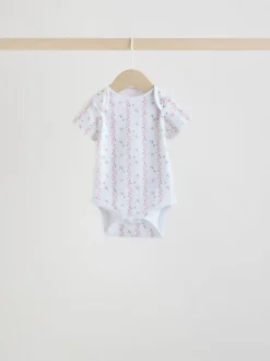 Pink 5 Pack Short Sleeve Baby Bodysuit