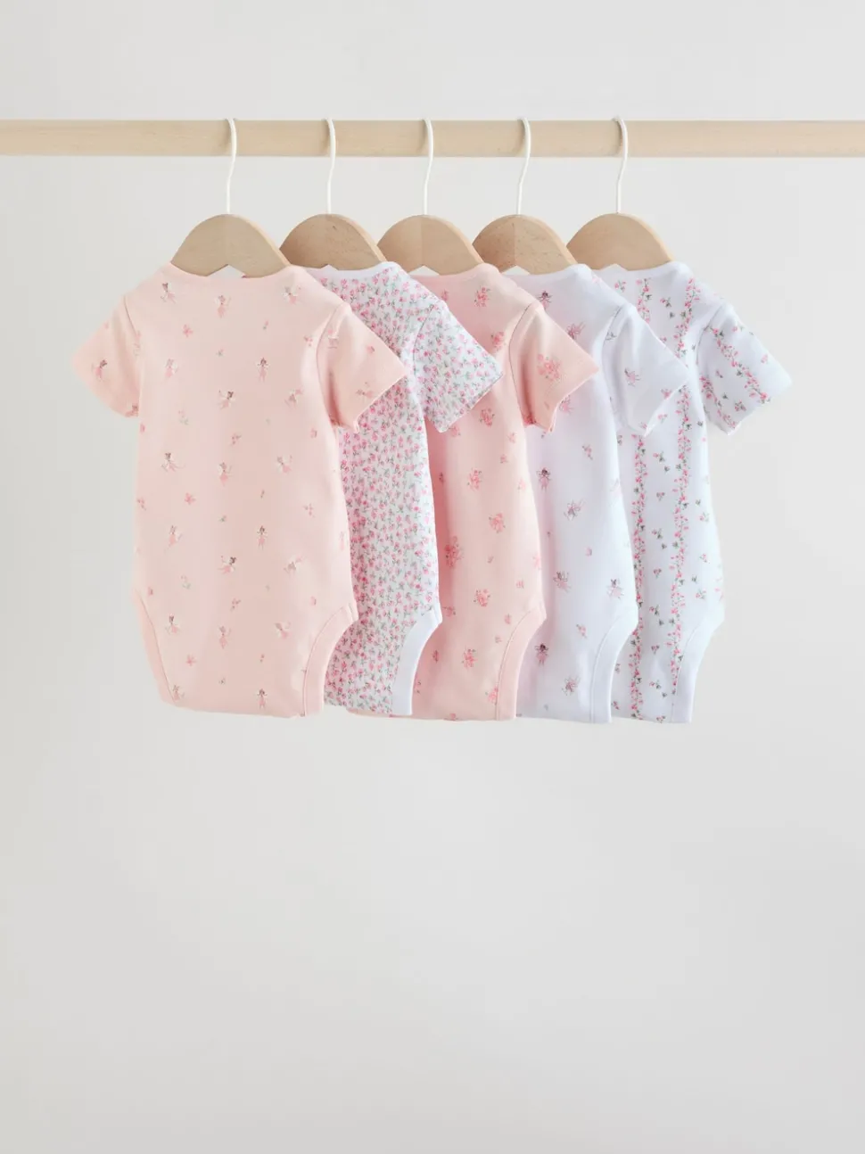 Pink 5 Pack Short Sleeve Baby Bodysuit