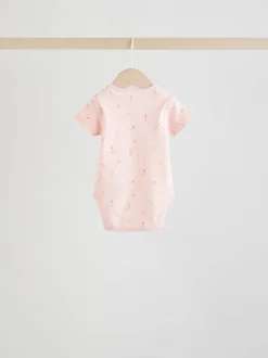 Pink 5 Pack Short Sleeve Baby Bodysuit