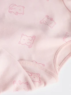 Pink 5 Pack Short Sleeve Baby Bodysuits