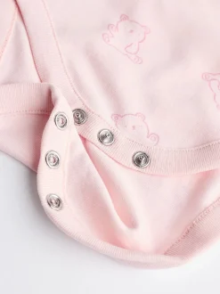 Pink 5 Pack Short Sleeve Baby Bodysuits