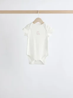 Pink 5 Pack Short Sleeve Baby Bodysuits