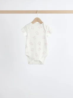 Pink 5 Pack Short Sleeve Baby Bodysuits
