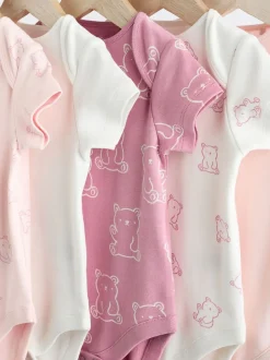 Pink 5 Pack Short Sleeve Baby Bodysuits