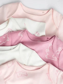 Pink 5 Pack Short Sleeve Baby Bodysuits