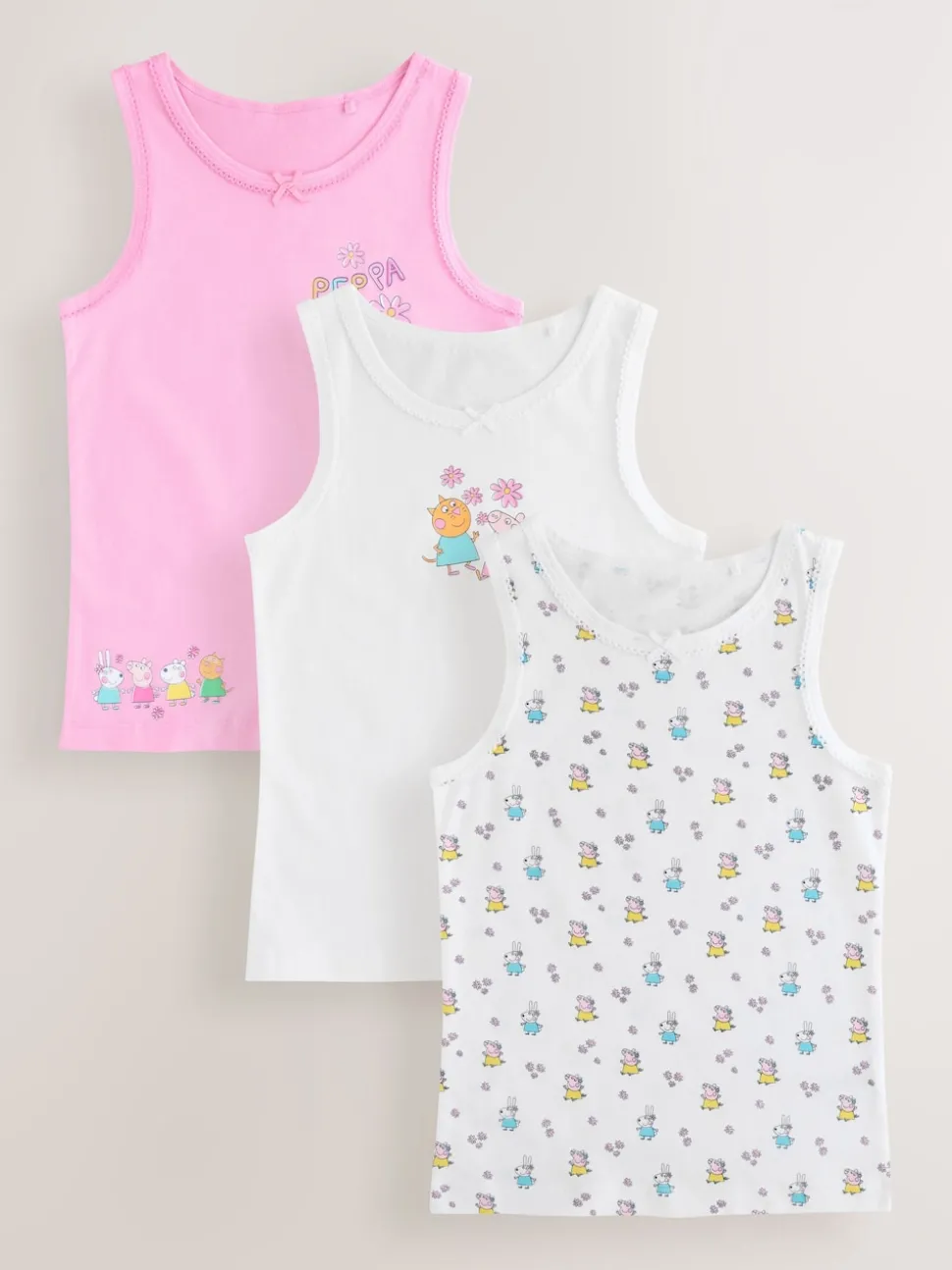 Pink Peppa Pig 3 Pack Classic Vests (1.5-8yrs)