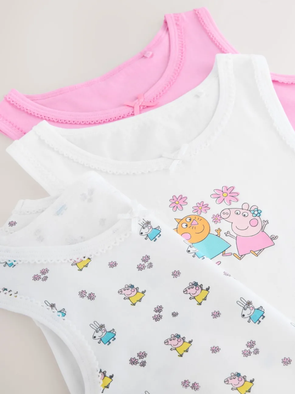 Pink Peppa Pig 3 Pack Classic Vests (1.5-8yrs)